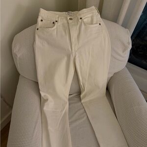 Agolde Women's Straight Leg Cream Jeans